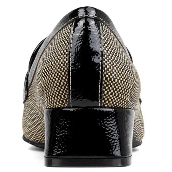 Donald J. Pliner Tristina Raffia Loafers – Black & Beige Penny Slip-On Shoes 8.5 - Picture 4 of 8